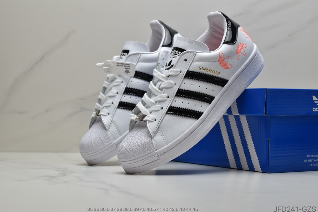 170  Superstar50周年 阿迪达斯adidas三叶草 Originals Superstar 后跟Logo 史密斯经典百搭休闲运动板鞋官方货号FX2246