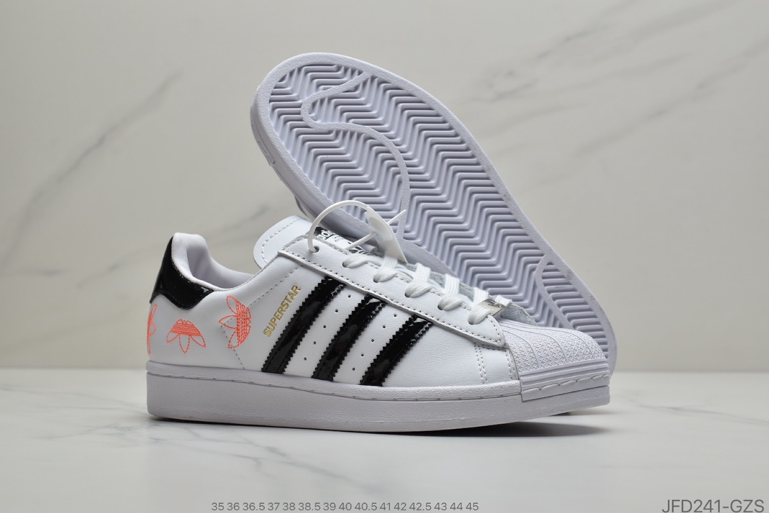 170  Superstar50周年 阿迪达斯adidas三叶草 Originals Superstar 后跟Logo 史密斯经典百搭休闲运动板鞋官方货号FX2246