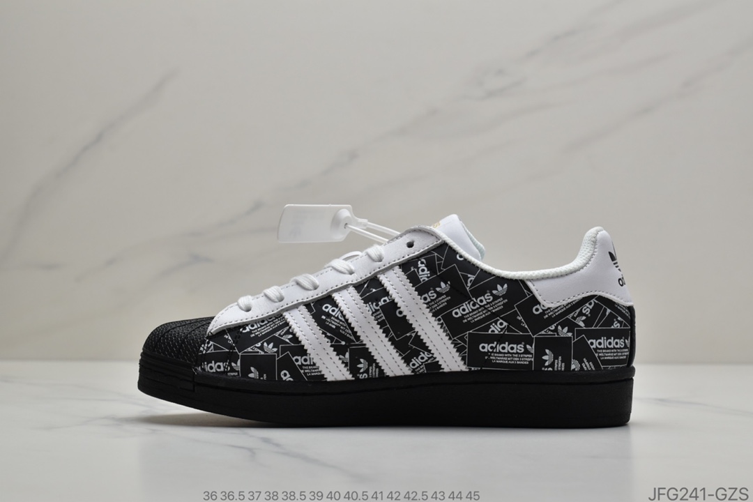 170 阿迪达斯Adidas Superstar50周年阿迪达斯adidas 陈奕迅代言炸街款 三叶草 Originals Superstar 3M满印Logo 贝壳头经典百搭休闲运动板鞋 FV2820
