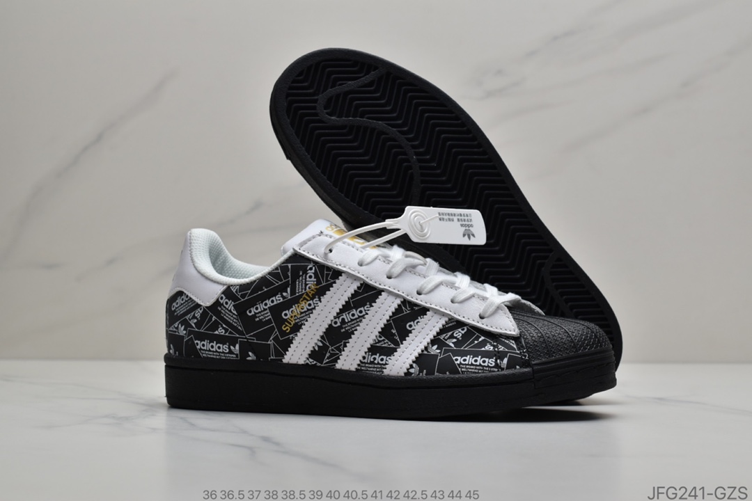 170 阿迪达斯Adidas Superstar50周年阿迪达斯adidas 陈奕迅代言炸街款 三叶草 Originals Superstar 3M满印Logo 贝壳头经典百搭休闲运动板鞋 FV2820