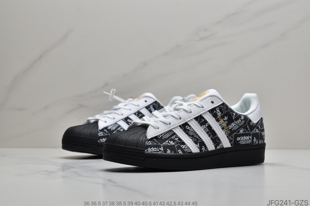 170 阿迪达斯Adidas Superstar50周年阿迪达斯adidas 陈奕迅代言炸街款 三叶草 Originals Superstar 3M满印Logo 贝壳头经典百搭休闲运动板鞋 FV2820