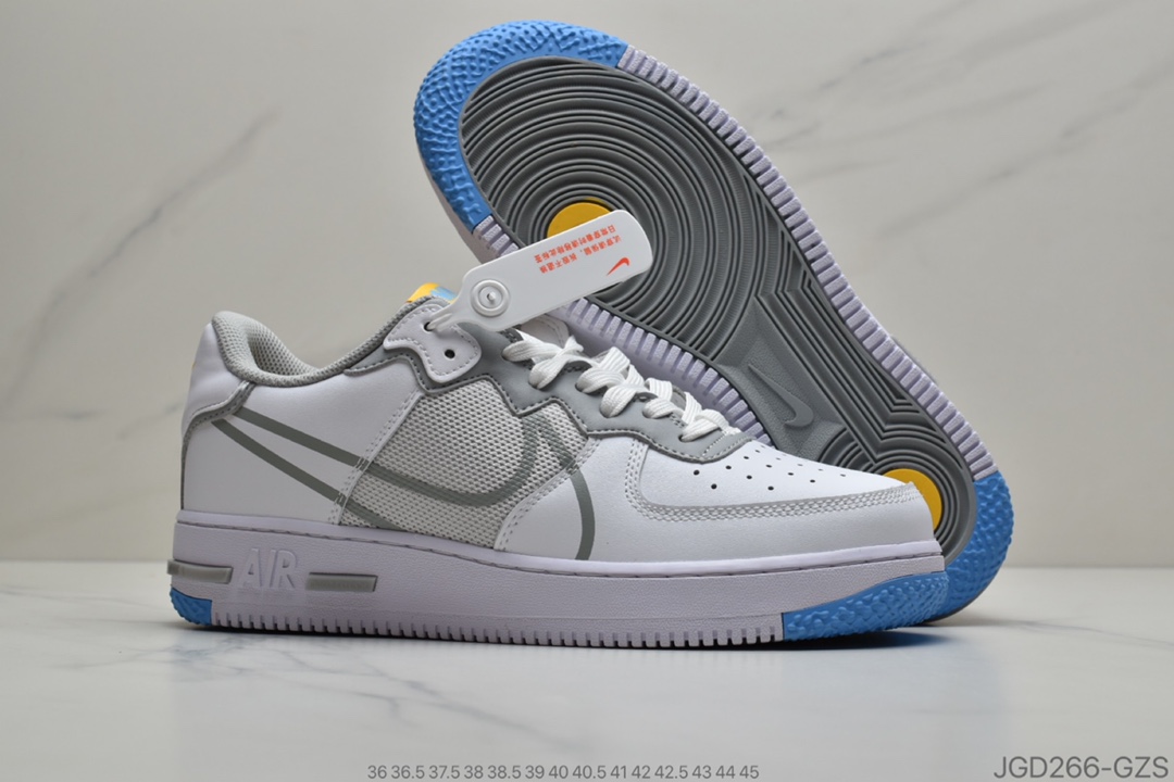 180 公司级耐克/Nike Air Force 1 React D/MS/X 空军一号新型瑞亚轻量低帮百搭板鞋 货号：CT1020-100