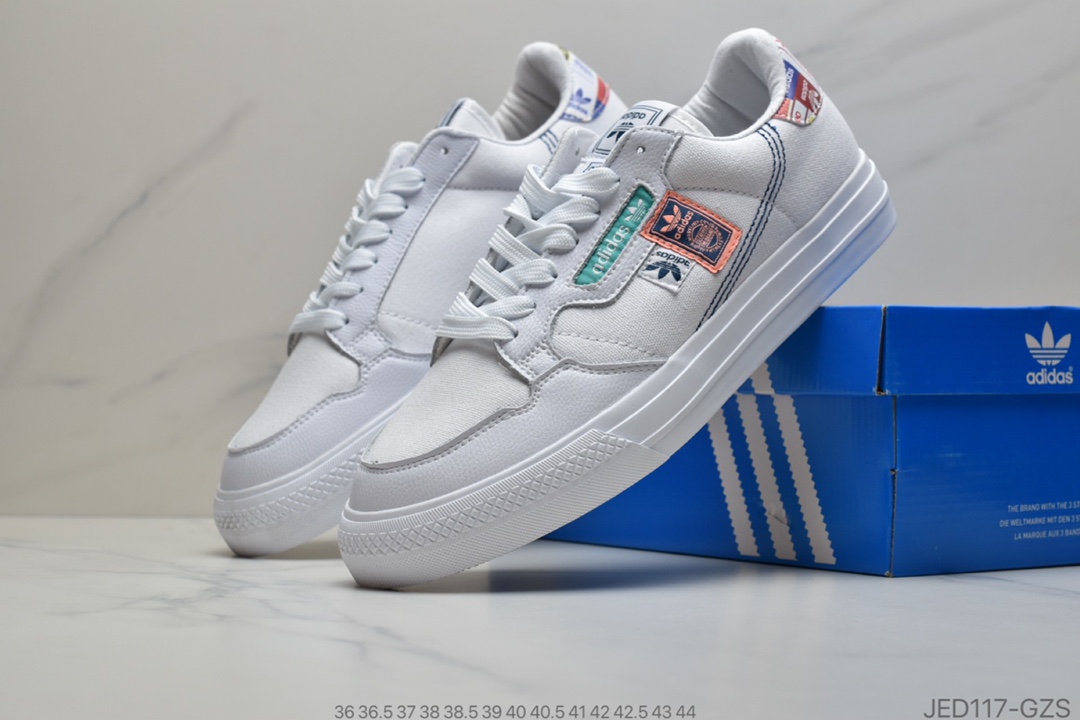 150 公司级 阿迪达斯 Adidas 三叶草 CONTINENTAL VULC 低帮系带 帆布面 解构 情侣男女经典运动鞋 休闲板鞋  FX3810  631320