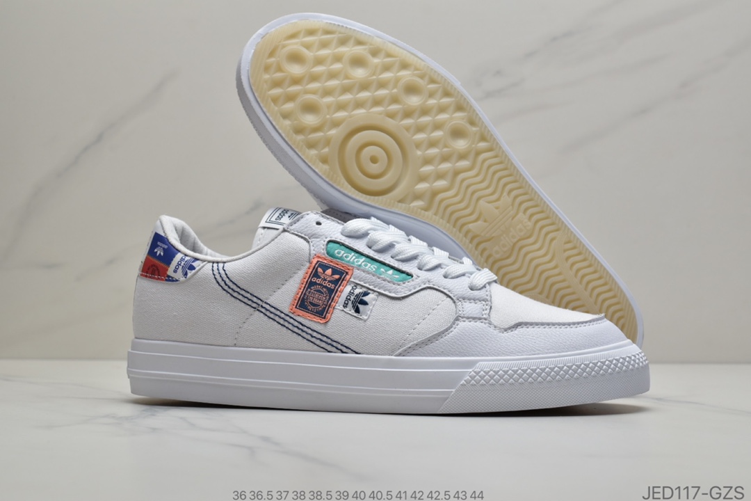 150 公司级 阿迪达斯 Adidas 三叶草 CONTINENTAL VULC 低帮系带 帆布面 解构 情侣男女经典运动鞋 休闲板鞋  FX3810  631320