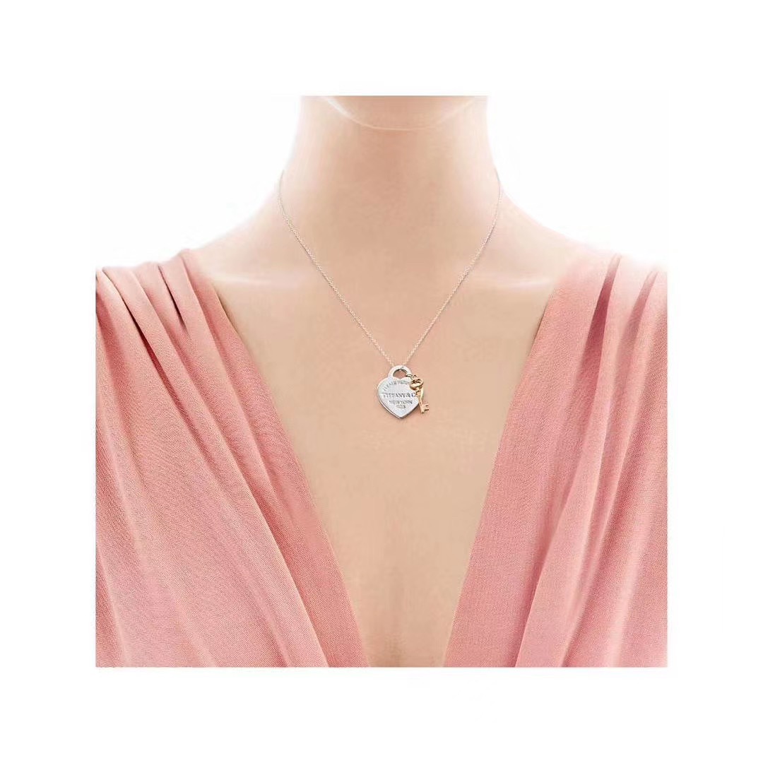 Tiffany & Co. Tiff &Co. 心锁 纯银 锁骨项链