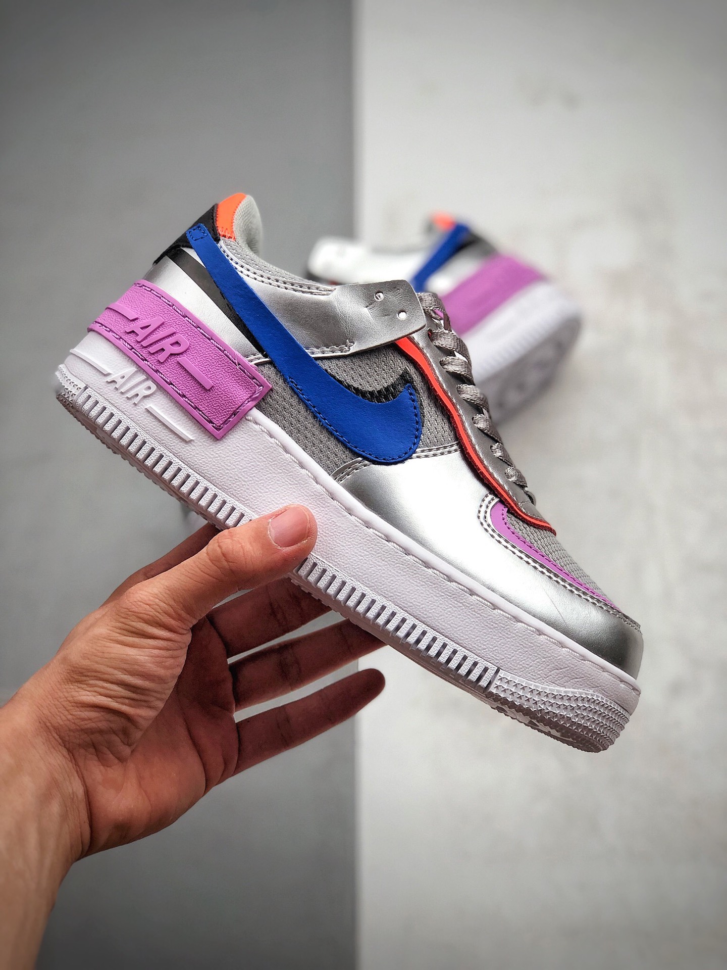 220 真标 空军 马卡龙 解构 银蓝紫色 耐克/Nike WMNS Air Force 1 Shadow全新少女系解构主义设计 CW6030-001