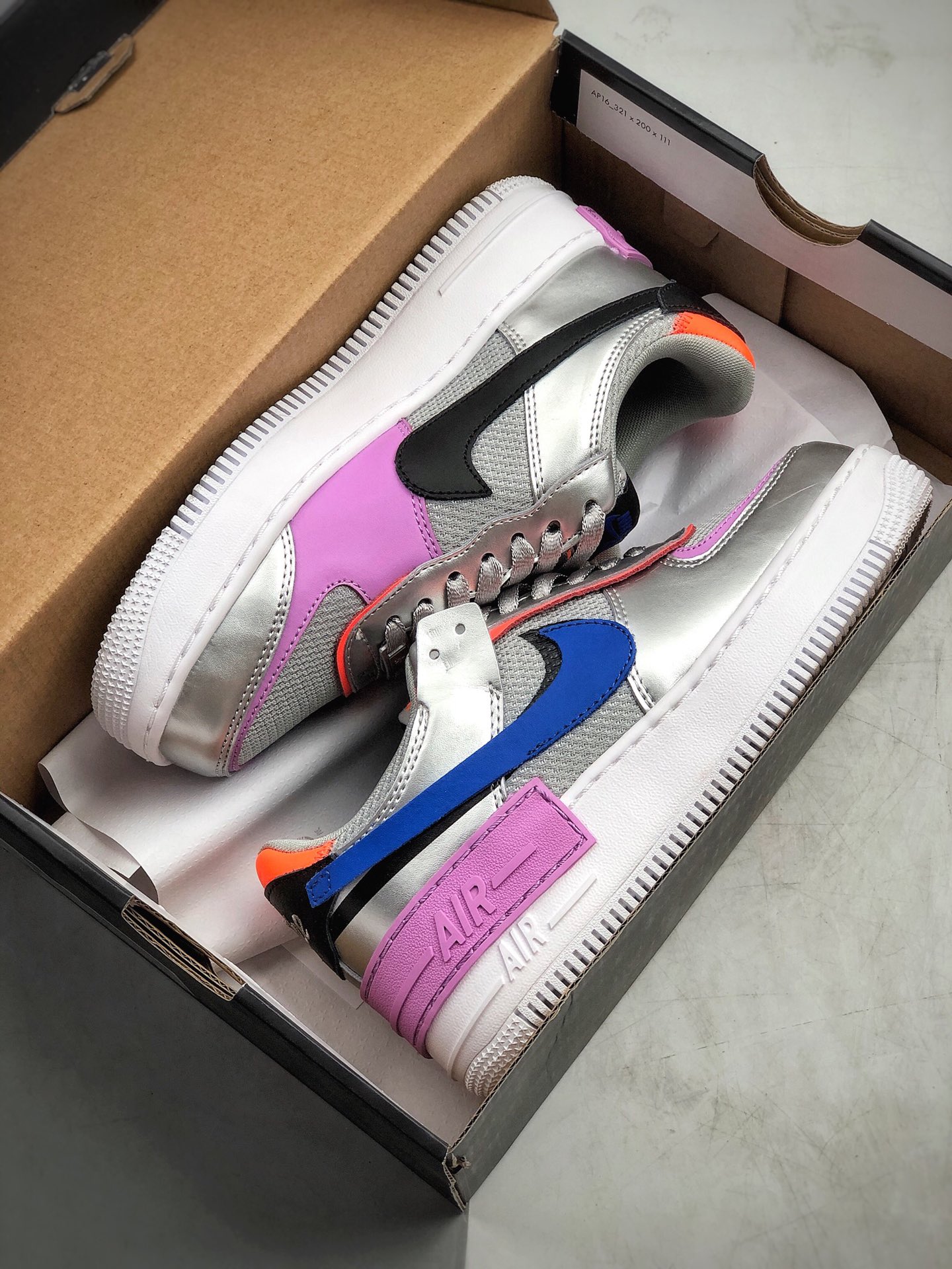 220 真标 空军 马卡龙 解构 银蓝紫色 耐克/Nike WMNS Air Force 1 Shadow全新少女系解构主义设计 CW6030-001