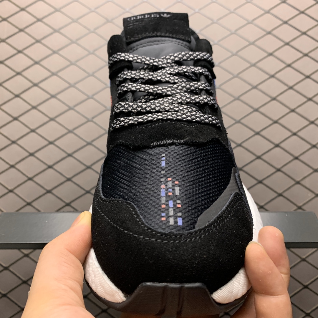 180 Adidas  Nite Jogger Boost夏季网面透气款  夜行者真爆大底复古跑鞋 FV3585