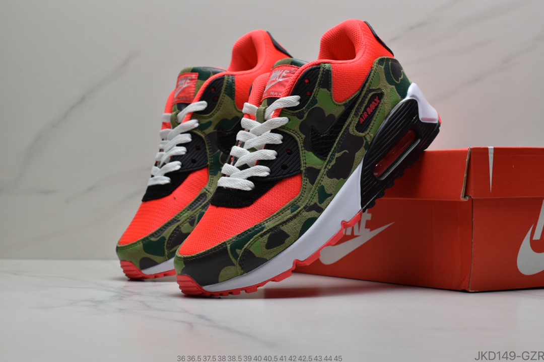 160 公司级耐克 NIKE  Air Max 90 Essential SP”Reverse Duck Camo”复古气垫百搭休闲运动慢跑鞋“白黄迷彩” 货号:CW6024