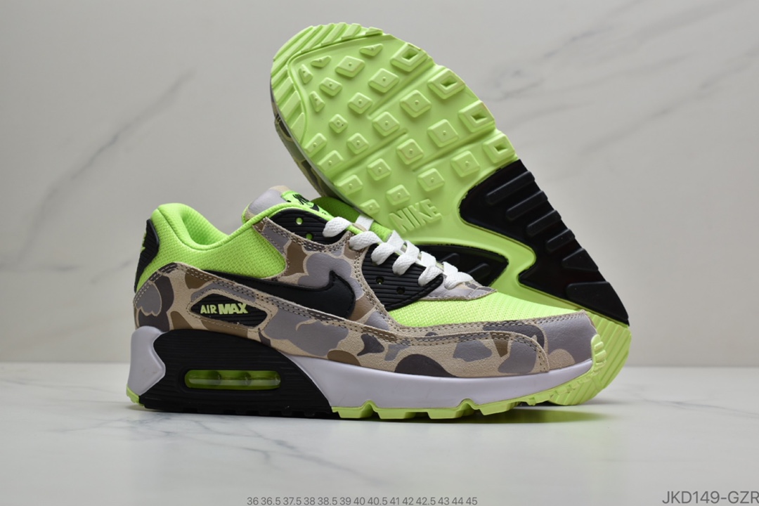 160 公司级耐克 NIKE  Air Max 90 Essential SP”Reverse Duck Camo”复古气垫百搭休闲运动慢跑鞋“白黄迷彩” 货号:CW6024