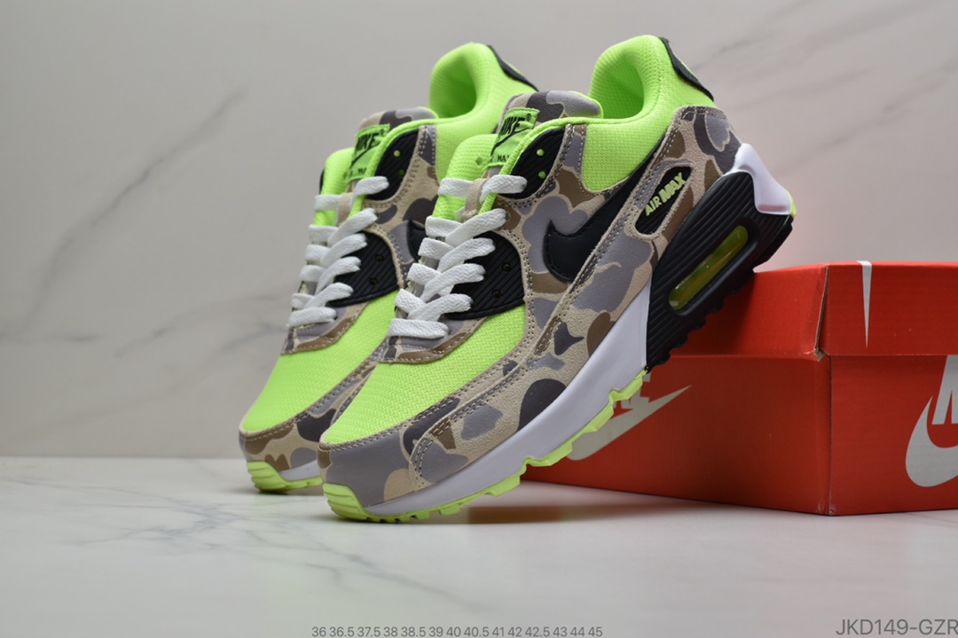 160 公司级耐克 NIKE  Air Max 90 Essential SP”Reverse Duck Camo”复古气垫百搭休闲运动慢跑鞋“白黄迷彩” 货号:CW6024