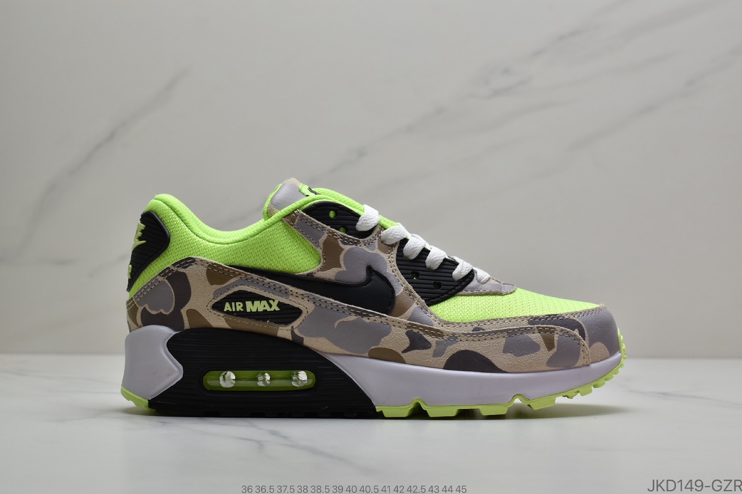 160 公司级耐克 NIKE  Air Max 90 Essential SP”Reverse Duck Camo”复古气垫百搭休闲运动慢跑鞋“白黄迷彩” 货号:CW6024