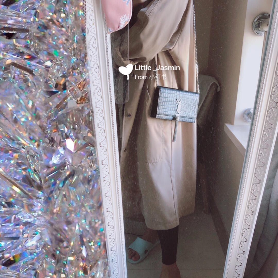 YSL KATE 19CM 流苏链条包 452159鳄鱼纹/黑色银扣