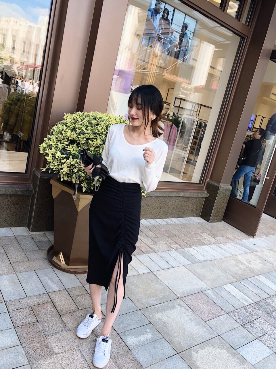 YSL KATE 19CM 流苏链条包 452159鳄鱼纹/黑色银扣