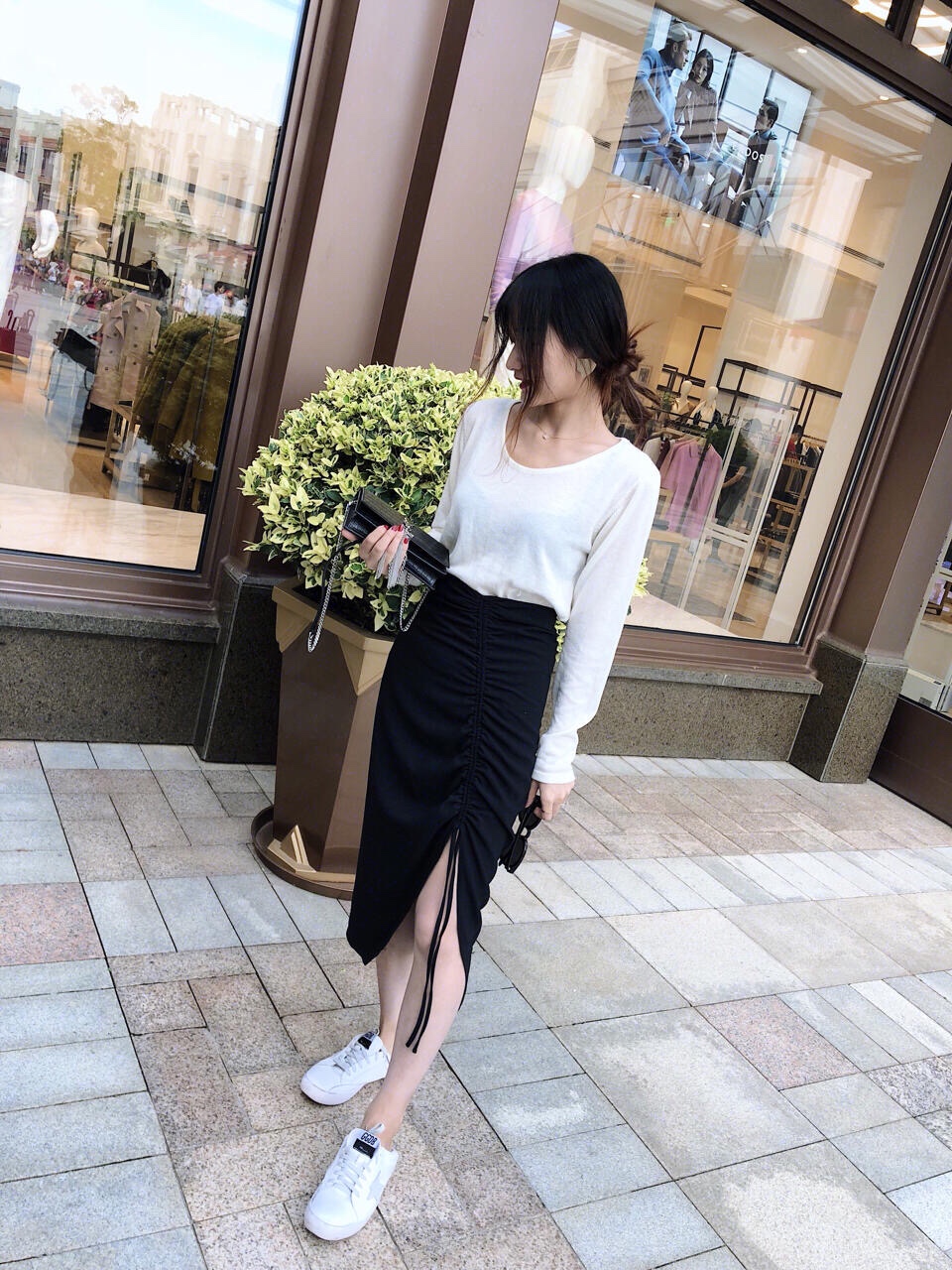 YSL KATE 19CM 流苏链条包 452159鳄鱼纹/黑色银扣
