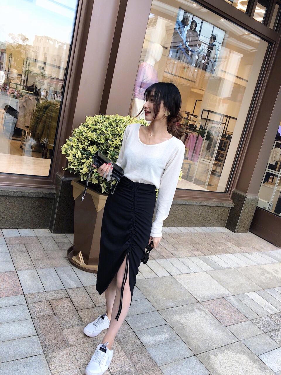 YSL KATE 19CM 流苏链条包 452159鳄鱼纹/黑色银扣