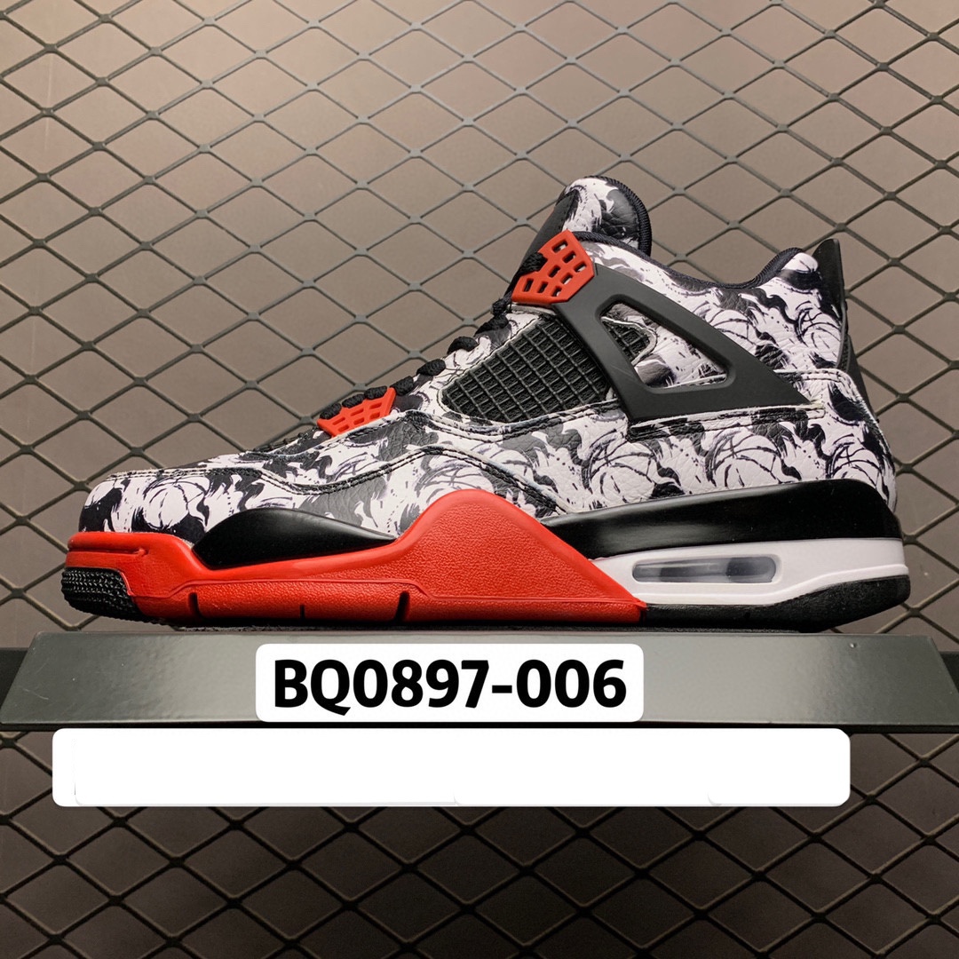 190  纯原B版本 Air Jordan 4 Retro SNGL OY AJ4乔4涂鸦光棍节 中国水墨画 BQ0897-006