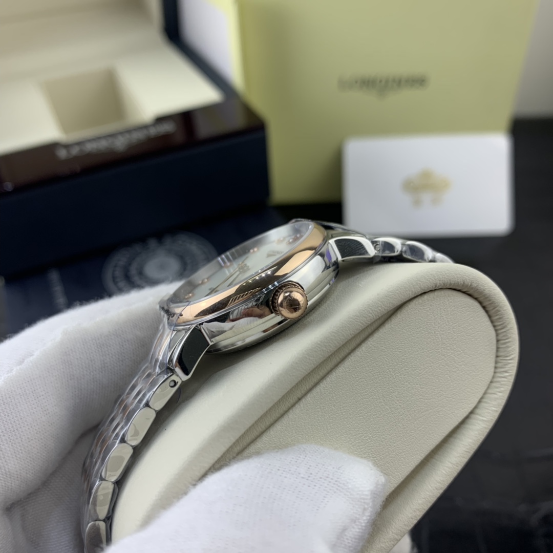 Longines 皇家 浪琴贝壳表盘间玫瑰金女表