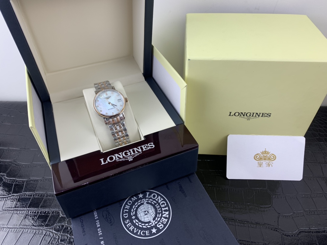 Longines 皇家 浪琴贝壳表盘间玫瑰金女表