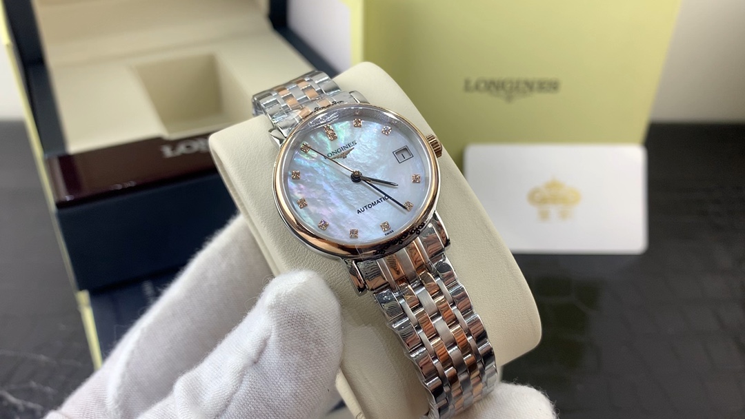 Longines 皇家 浪琴贝壳表盘间玫瑰金女表视频欣赏