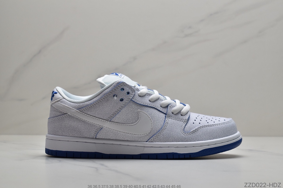 250 公司级  Nike SB Dunk Low Pro Premium”White/Game Royal” 刮刮乐爆裂纹冰蓝青花瓷 CJ6884-100