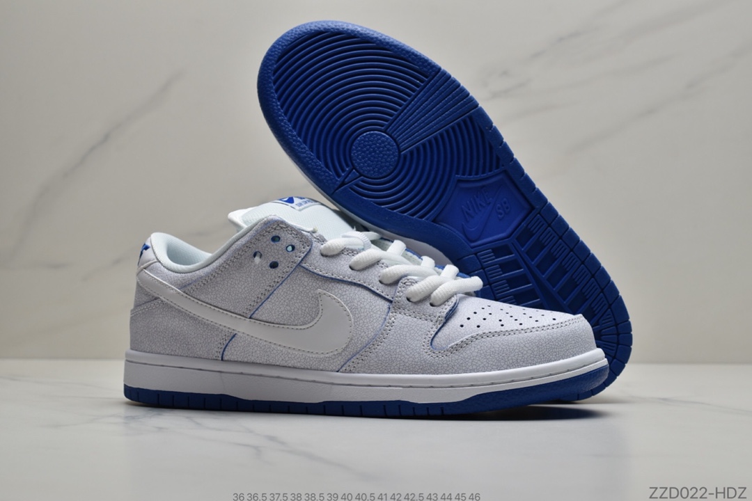 250 公司级  Nike SB Dunk Low Pro Premium”White/Game Royal” 刮刮乐爆裂纹冰蓝青花瓷 CJ6884-100