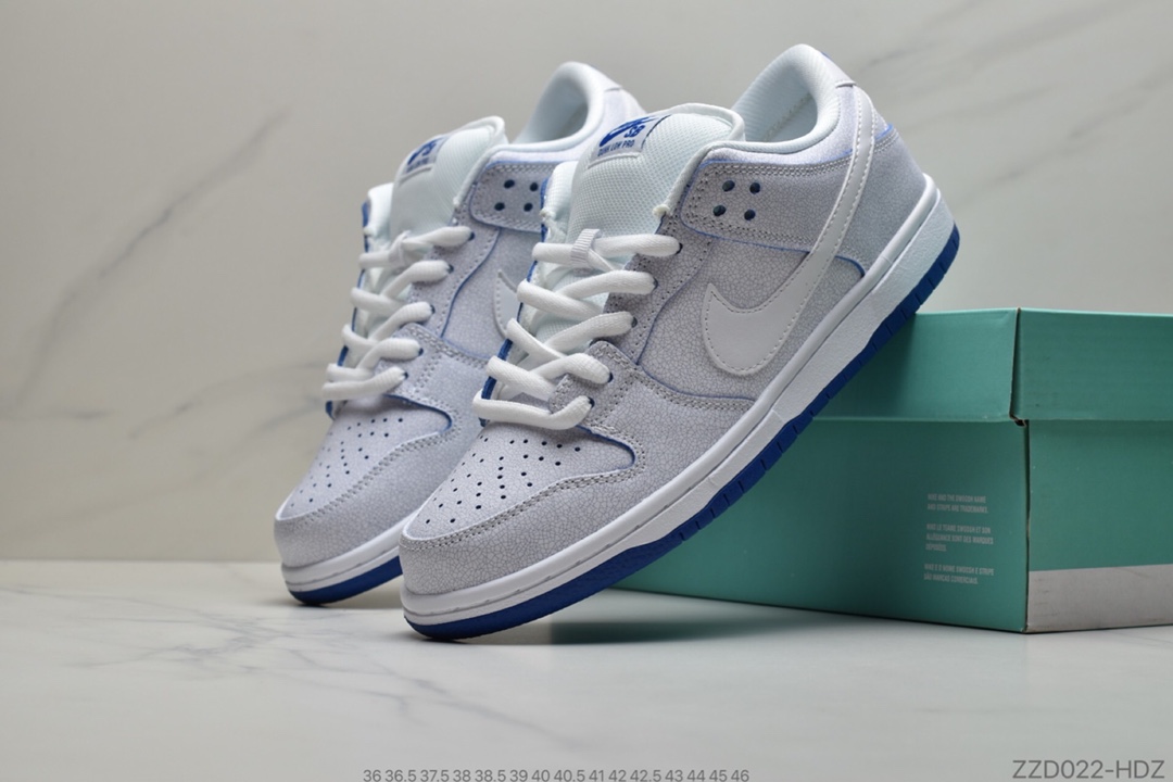 250 公司级  Nike SB Dunk Low Pro Premium”White/Game Royal” 刮刮乐爆裂纹冰蓝青花瓷 CJ6884-100