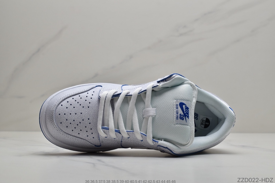 250 公司级  Nike SB Dunk Low Pro Premium”White/Game Royal” 刮刮乐爆裂纹冰蓝青花瓷 CJ6884-100