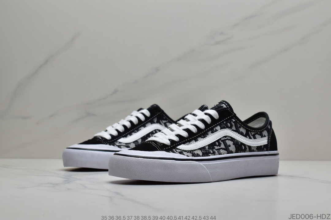 150  Dior x Vans Style 36 Decon SF 万斯 迪奥联名 鲜美系列帆布半月包头硫化板鞋“黑浅灰刺绣CD重影”