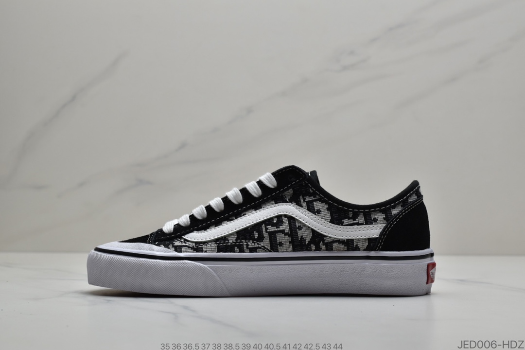 150  Dior x Vans Style 36 Decon SF 万斯 迪奥联名 鲜美系列帆布半月包头硫化板鞋“黑浅灰刺绣CD重影”