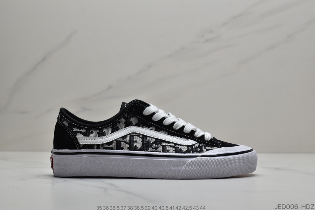 150  Dior x Vans Style 36 Decon SF 万斯 迪奥联名 鲜美系列帆布半月包头硫化板鞋“黑浅灰刺绣CD重影”