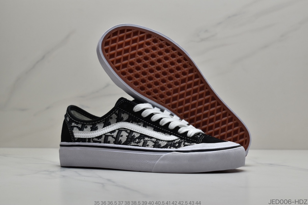 150  Dior x Vans Style 36 Decon SF 万斯 迪奥联名 鲜美系列帆布半月包头硫化板鞋“黑浅灰刺绣CD重影”