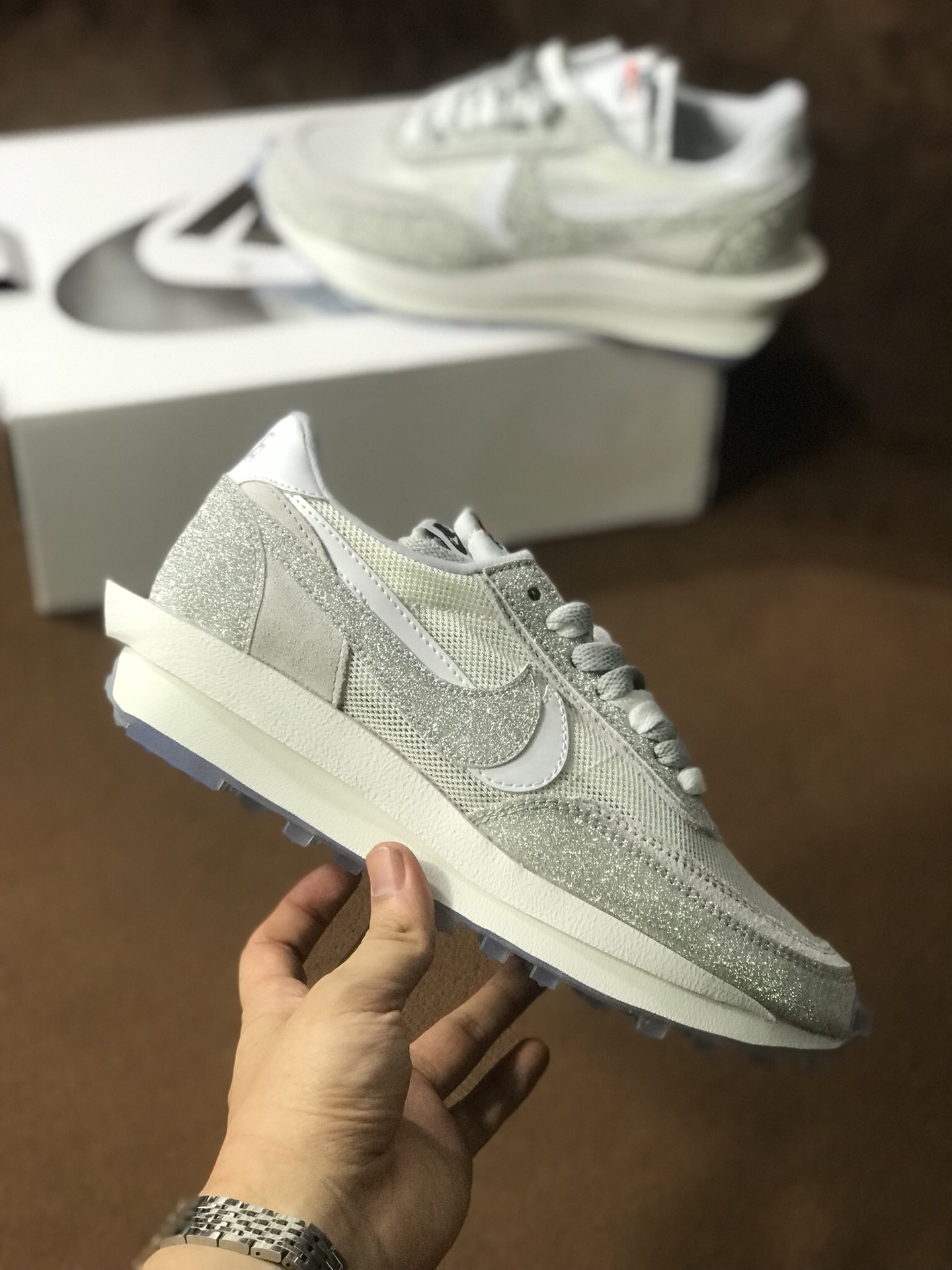 Pure original Waffle sacai joint flash silver fine flash