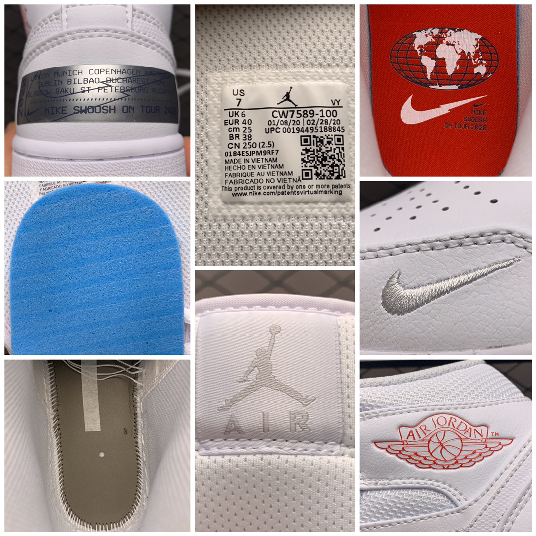 270 Air Jordan 1 Mid AJ1乔1中帮文化篮球鞋 CW7589-100