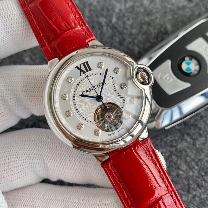 Cartier 卡家-Cartier女款蓝气球飞轮系列 陀飞轮机械女表火热上市 纯天然贝壳表盘流露着 唯美