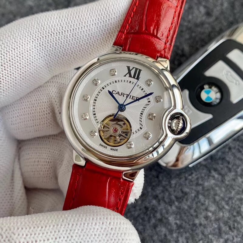 Cartier 卡家-Cartier女款蓝气球飞轮系列 陀飞轮机械女表火热上市 纯天然贝壳表盘流露着 唯美