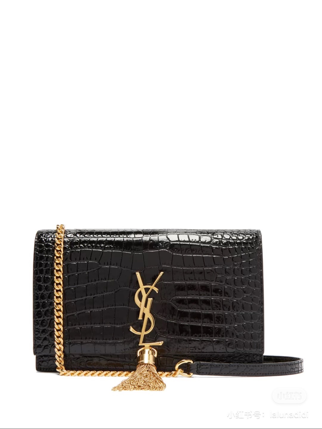 YSL KATE 19CM 流苏链条包 452159鳄鱼纹/黑色金扣