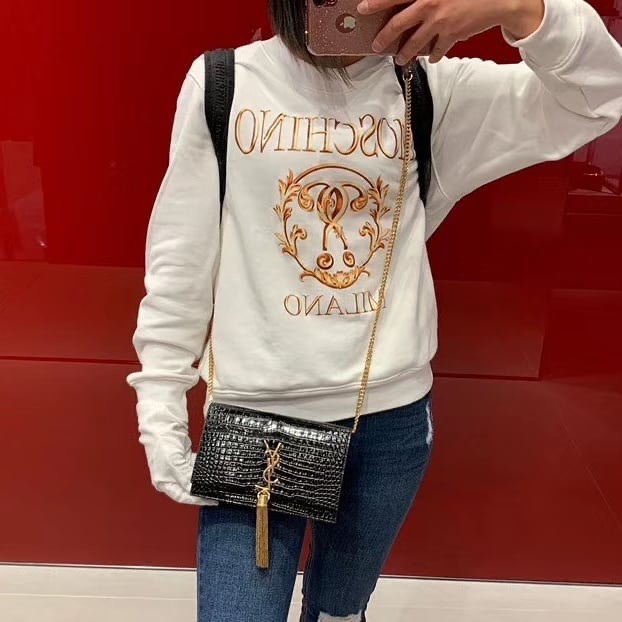 YSL KATE 19CM 流苏链条包 452159鳄鱼纹/黑色金扣