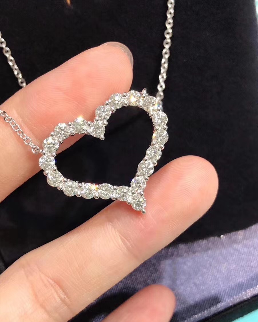 NO:104418,Tiffany large version diamond-set love necklace material silver, Tiffany necklace, tiffany, necklace19860909蒂芙尼大号版镶钻爱心项链 材质s银,蒂芙尼项链,tiffany,necklace,Jewelry
