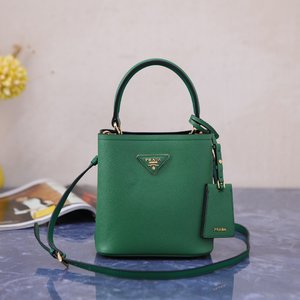 Prada Panier Handbags Bucket Bags High Quality Designer Replica Green Saffiano Leather Sheepskin Mini