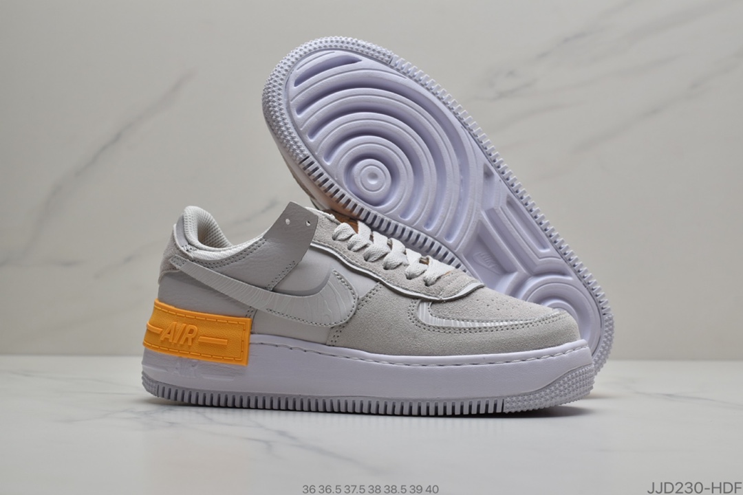 130 耐克Nike WMNS Air Force 1 Shadow” 粉橙 马卡龙 空军一号轻量增高低帮百搭板鞋货号 CU3446-001