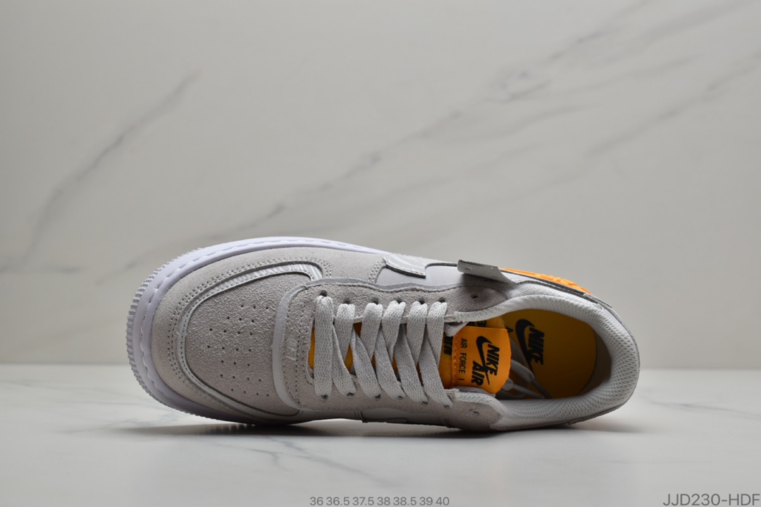 130 耐克Nike WMNS Air Force 1 Shadow” 粉橙 马卡龙 空军一号轻量增高低帮百搭板鞋货号 CU3446-001