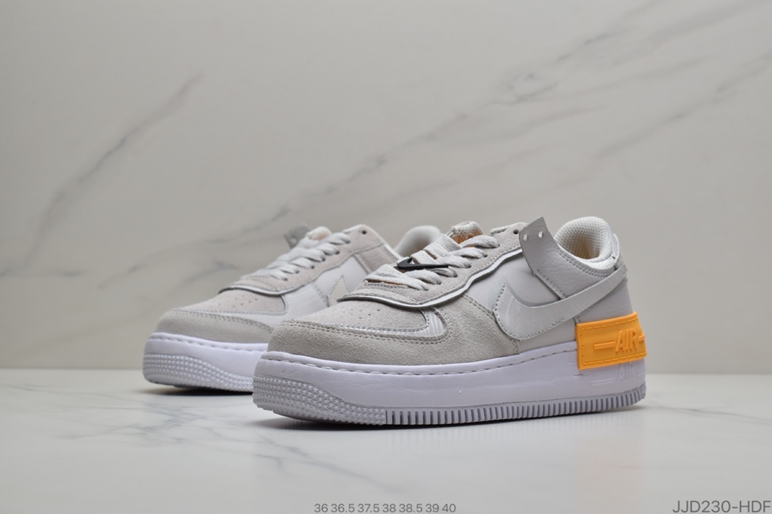 130 耐克Nike WMNS Air Force 1 Shadow” 粉橙 马卡龙 空军一号轻量增高低帮百搭板鞋货号 CU3446-001