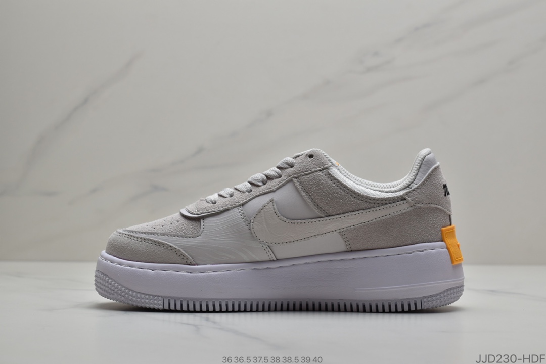 130 耐克Nike WMNS Air Force 1 Shadow” 粉橙 马卡龙 空军一号轻量增高低帮百搭板鞋货号 CU3446-001