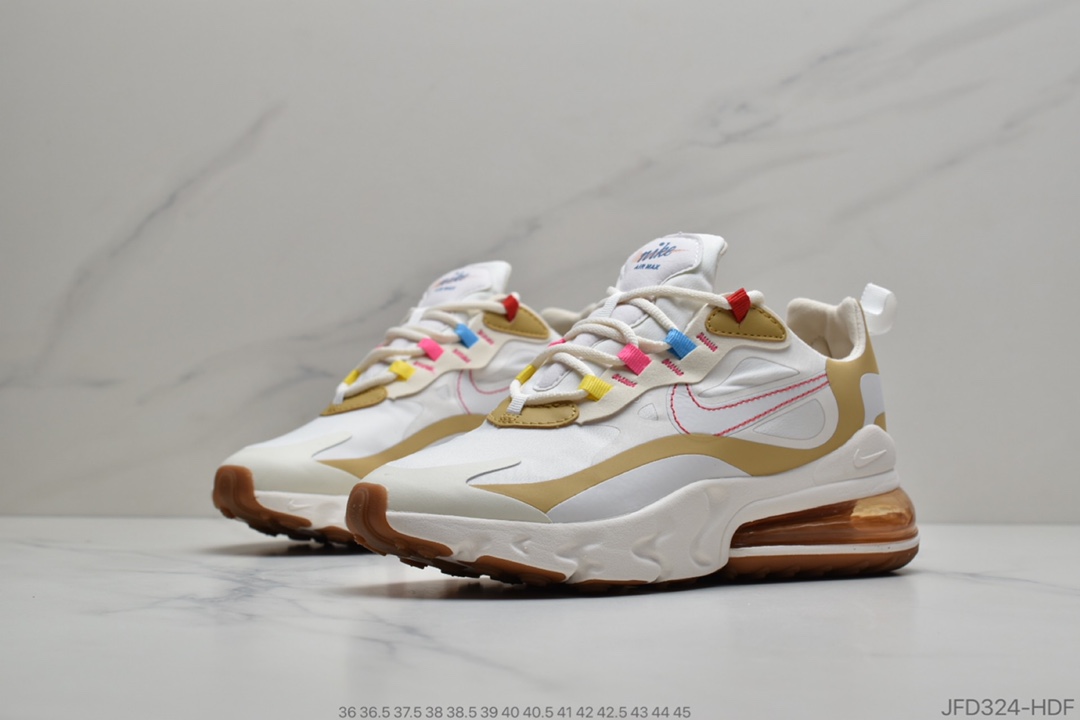 170 公司级 耐克 Nike React Air Max 270 React LA Edition 白咖 高桥盾网纱系列 机能半气垫跑步鞋  CQ0208-101