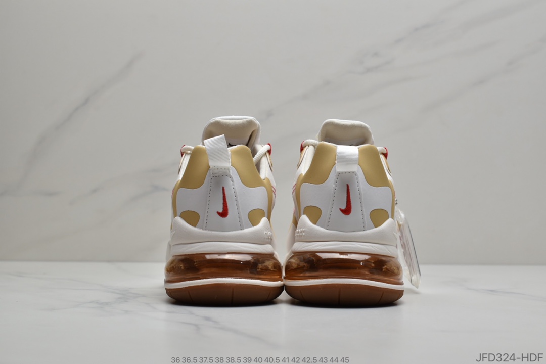 170 公司级 耐克 Nike React Air Max 270 React LA Edition 白咖 高桥盾网纱系列 机能半气垫跑步鞋  CQ0208-101