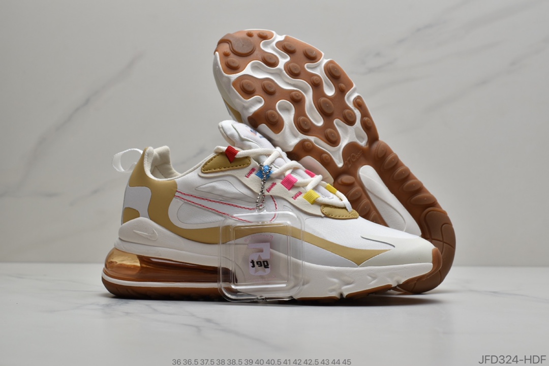170 公司级 耐克 Nike React Air Max 270 React LA Edition 白咖 高桥盾网纱系列 机能半气垫跑步鞋  CQ0208-101