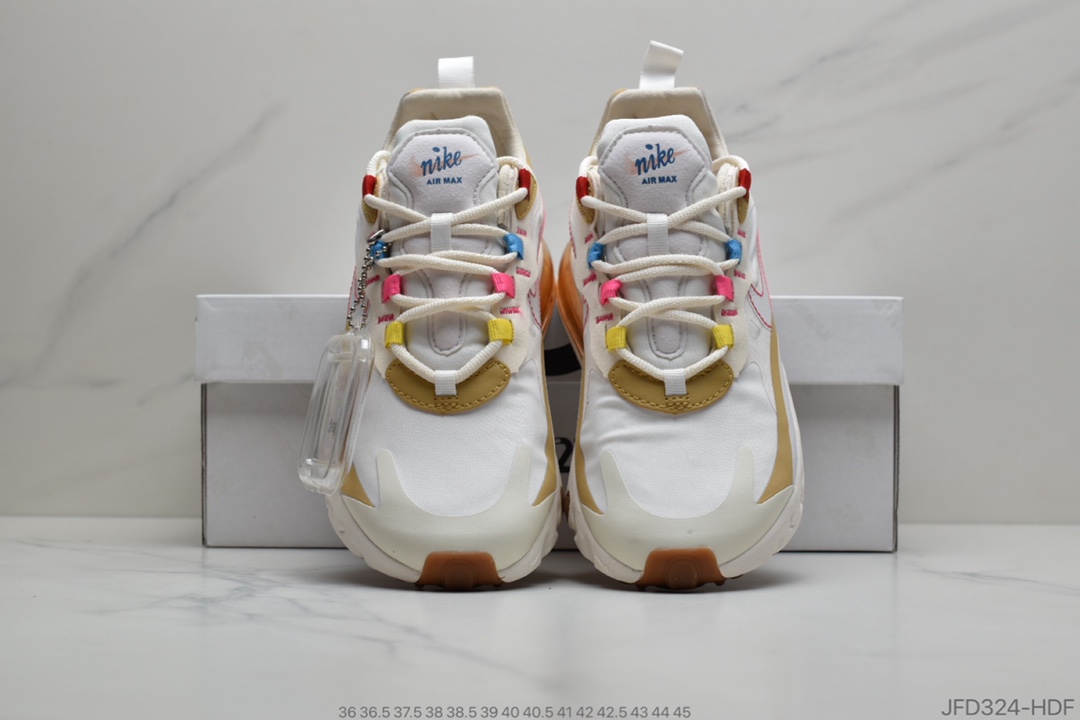 170 公司级 耐克 Nike React Air Max 270 React LA Edition 白咖 高桥盾网纱系列 机能半气垫跑步鞋  CQ0208-101