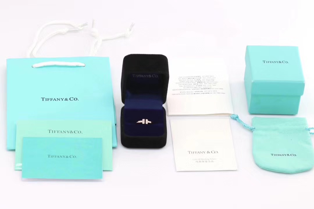 Tiffany & Co. Tiff T系列双T戒指满钻玫瑰金