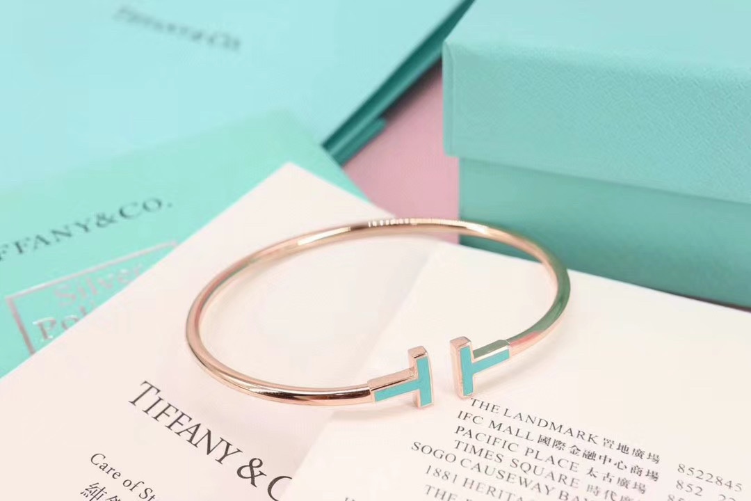 Tiffany & Co. Tiff &Co. T系列 伴钻 纯银双T手镯